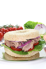 Image showing Bagel with tuna