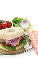 Image showing Bagel with tuna