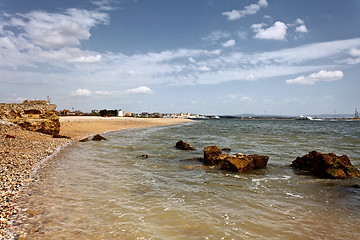 Image showing Small beach on the banks of the river Tejo.