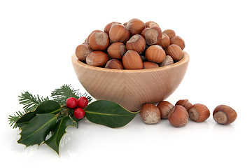Image showing Hazelnuts and Holly