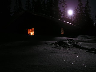 Image showing moonlit cabin