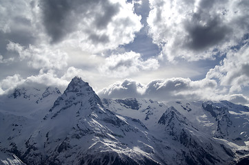 Image showing High Mountains in clouds