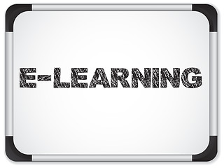 Image showing Whiteboard with E-learning Message written in Black