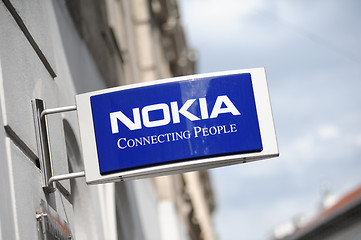 Image showing Sign of the NOKIA store in Helsinki