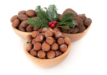 Image showing Hazelnuts, Pecan and Brazil Nuts