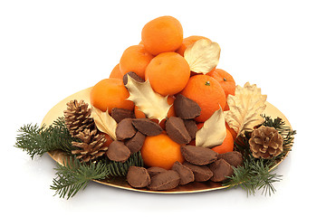 Image showing Christmas Fruit and Nuts