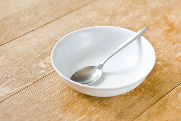 Image showing Breakfast bowl and spoon 