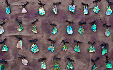 Image showing Collection of jewelry made from New Zealand paua shells