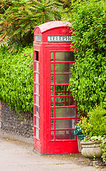 Image showing British classic phone box in Lavenham, Suffolk