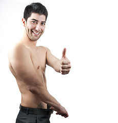 Image showing Man happy with his weight and shape