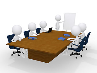 Image showing Group of 3d persons on the meeting isolated on white 