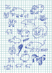 Image showing hand drawn pig animals