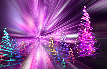 Image showing christmas forest from the color lights