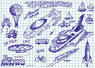 Image showing hand drawn transportation icons