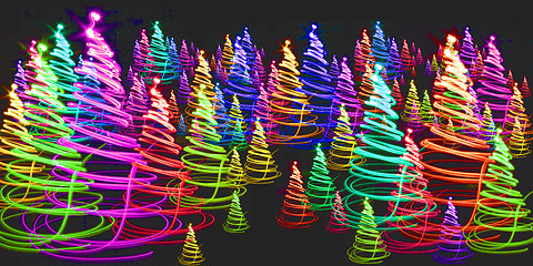 Image showing christmas forest from the color lights