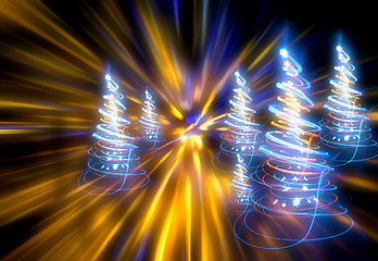 Image showing christmas forest from the color lights