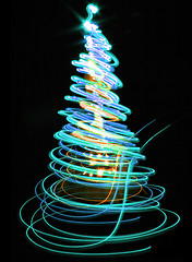 Image showing christmas tree from the color lights