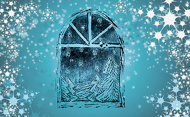 Image showing christmas background with snow flakes 