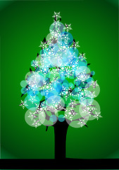 Image showing christmas tree with snow flakes 