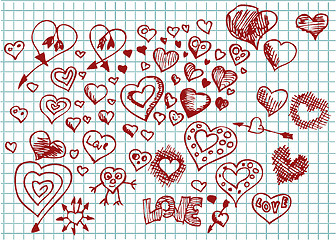 Image showing hand drawn heart collection