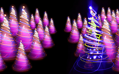 Image showing christmas forest from the color lights