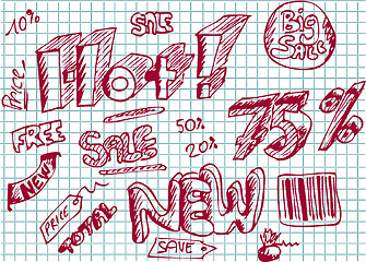 Image showing hand drawn sale icons