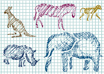 Image showing hand drawn zoo animlas