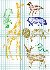 Image showing hand drawn zoo animlas