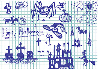 Image showing hand drawn halloween objects 