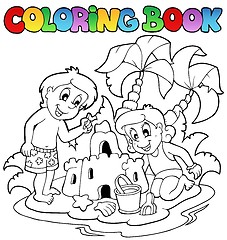 Image showing Coloring book with summer theme 1