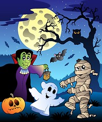 Image showing Scene with Halloween tree 4