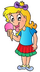 Image showing Cartoon girl with icecream