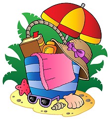 Image showing Cartoon beach bag with umbrella