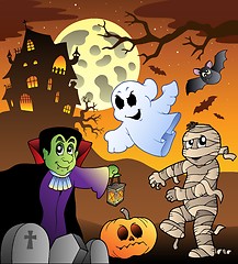 Image showing Scene with haunted house 1