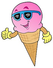 Image showing Smiling ice cream in sunglasses