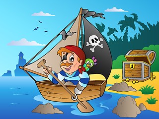 Image showing Coast with young cartoon pirate 1