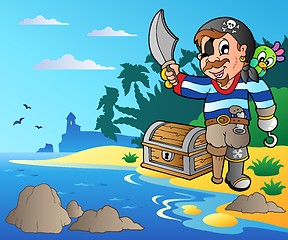 Image showing Coast with young cartoon pirate 2