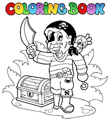 Image showing Coloring book with young pirate