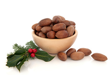 Image showing Pecan Nuts and Holly