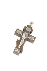 Image showing silver and wooden cross