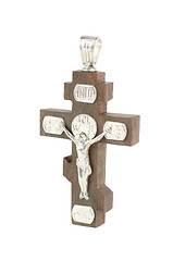 Image showing silver and wooden cross