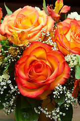 Image showing orange roses flower bouquet