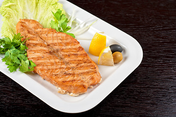 Image showing Grilled salmon steak