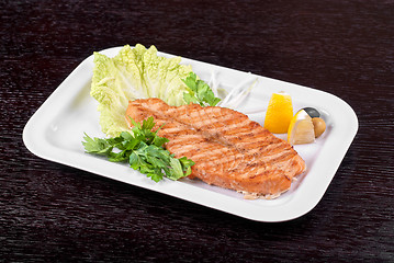 Image showing Grilled salmon steak