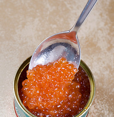 Image showing Canned salmon red caviar