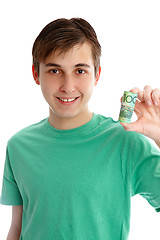 Image showing boy holding money