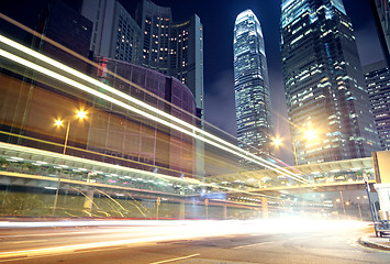 Image showing traffic in Hong Kong at night 