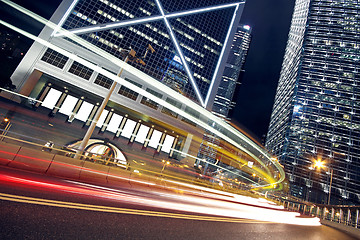 Image showing Urban landscape at night and through the city's traffic 