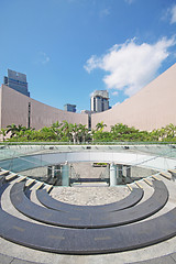 Image showing Architecture structure of Hong Kong Cultural Centre over blue sk