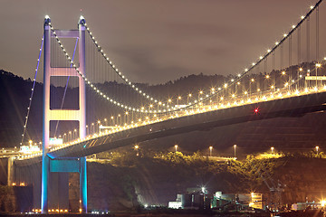 Image showing Tsing Ma Bridge in Hong Kong at night